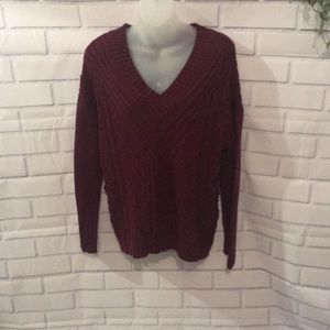 Maroon sweater with cross cross detail